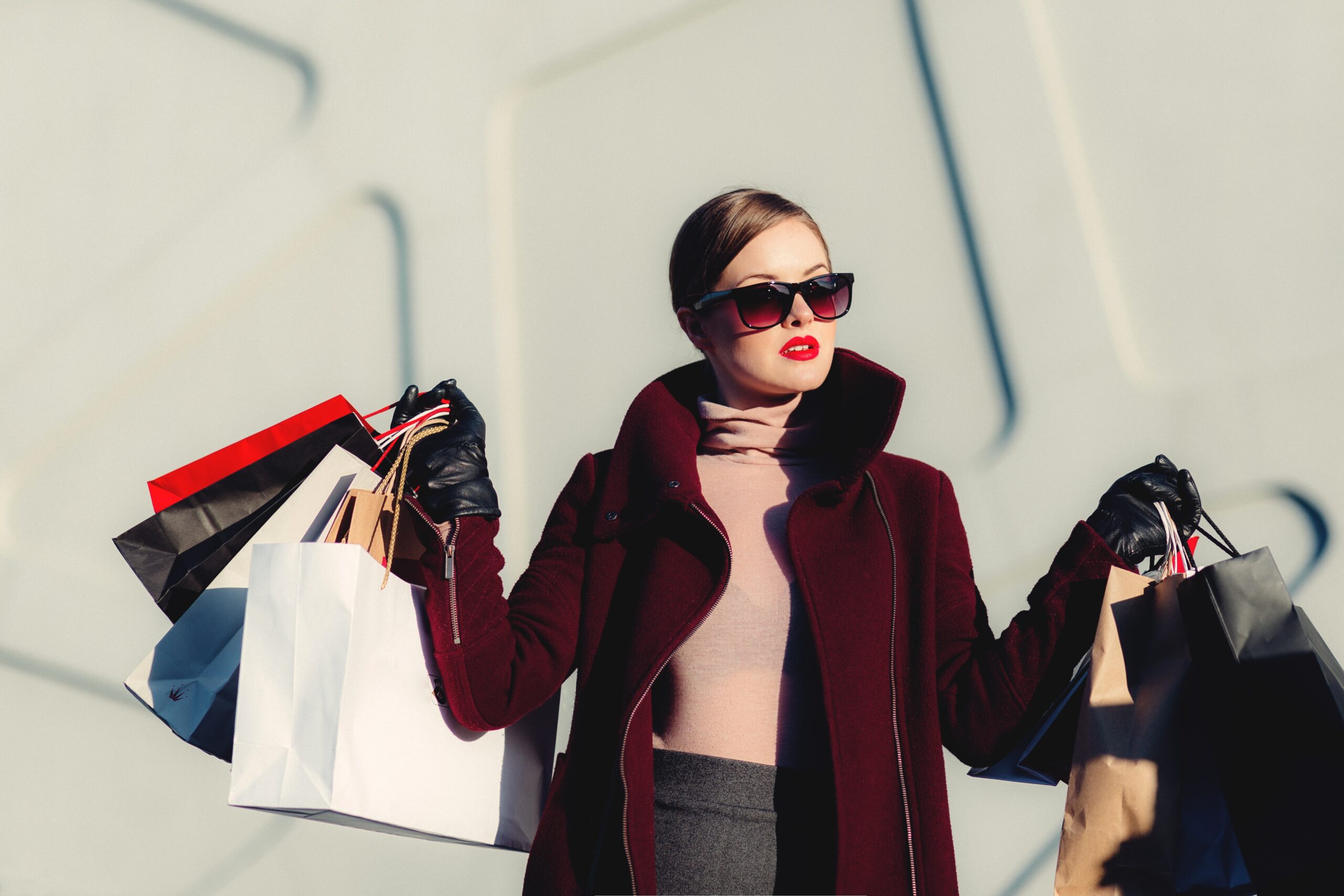 Brea Mall Woman with shopping bags